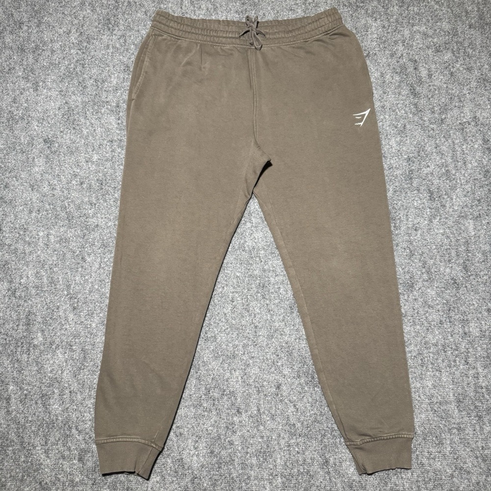 Gymshark Sweatpants Men XL‎ Brown Fleece Joggers Pants Training Athletic A2A4H